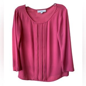 LOFT Pink Blouse 3/4 Length Sleeves Size S